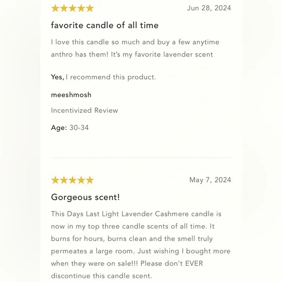 Anthropologie Days Last Light Floral Lavender Cashmere Boxed Candle NIB - Picture 16 of 16